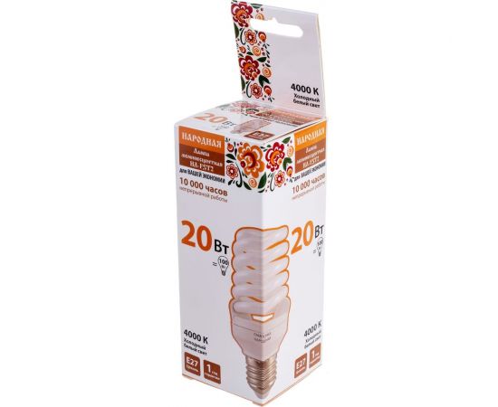 Люминесцентная лампа TDM НЛ-FST2-20 Вт-4000 К–Е27 48х115 мм SQ0347-0011 – изображение 4