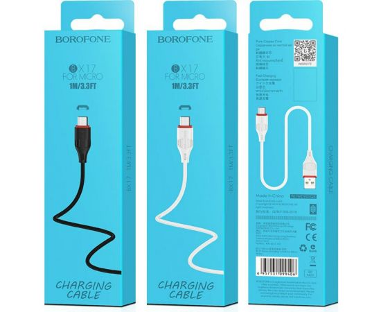 Кабель USB Borofone BX17 для Micro USB, 2.4A, длина 1м, белый 762163 – изображение 4