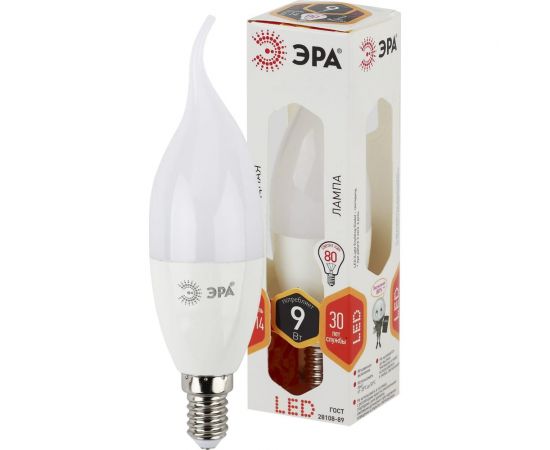 Светодиодная лампа ЭРА LED BXS-9W-827-E14, свеча на ветру, теплый Б0027973 – изображение 4