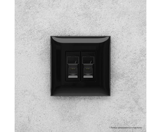 Двойная розетка DKC, Avanti RJ45, в стену, категория 5e, черный квадрат 4402464 – изображение 5