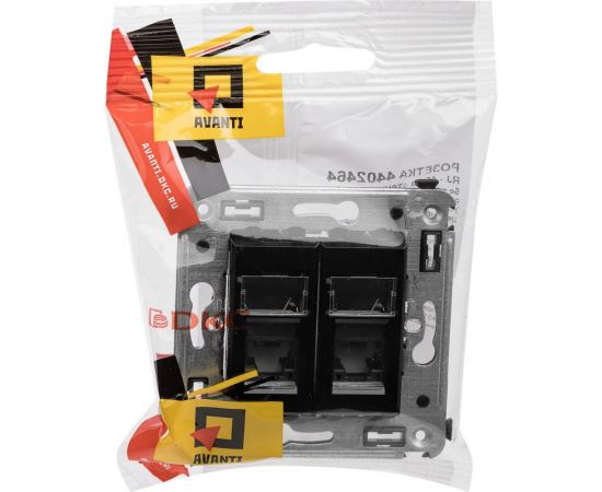 Двойная розетка DKC, Avanti RJ45, в стену, категория 5e, черный квадрат 4402464 – изображение 6