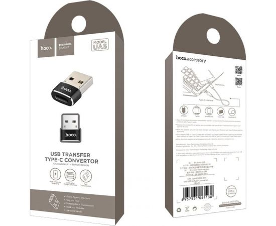 Переходник Hoco UA6 USB to Type-C, черный 800490 – изображение 7