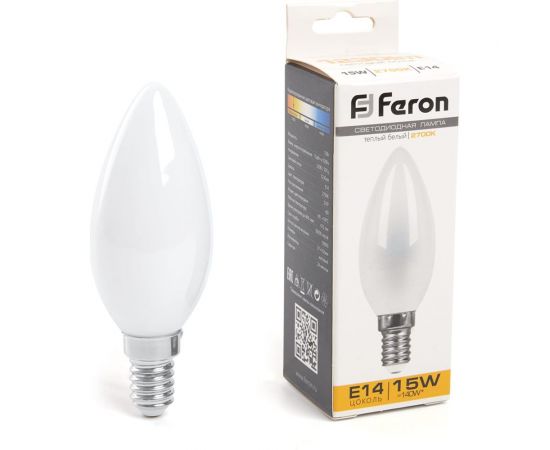 Светодиодная лампа FERON lb-717 свеча e14 15w 2700k, 38255 