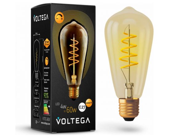 Светодиодная лампа VOLTEGA Колба ST64 диммируемая GOLD E27 4W 2000K 7077 