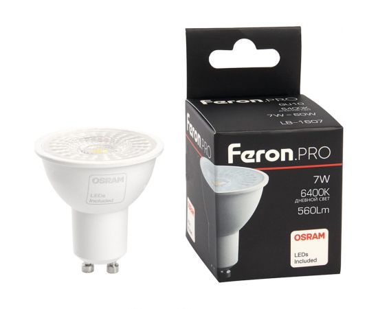 Светодиодная лампа FERON PRO LB-1607 GU10 7W 6400K, 38184 