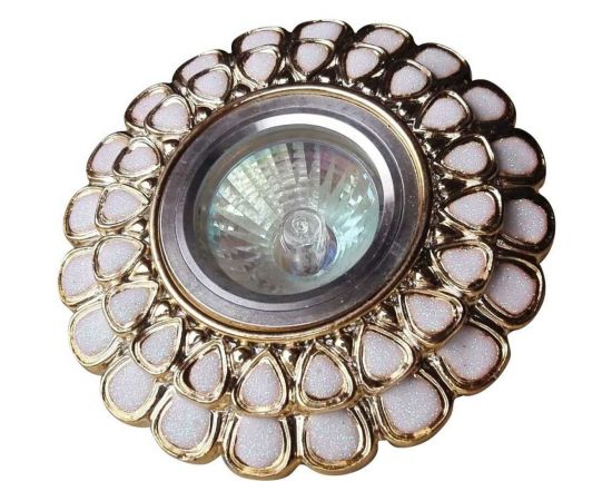 Встраиваемый светильник De Fran MR16, белый+золото, FT 219 WHG 