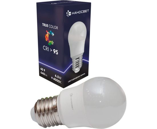Светодиодная лампа Наносвет LH-G-60/E27/940, 6.5Вт, шар P45, 640 лм, Е27, 4000К, Ra95, L065 