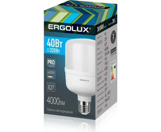 Светодиодная лампа Ergolux LED-HW-40W-E27-4K серия PRO 40Вт E27 4500К 150-260В 14327 