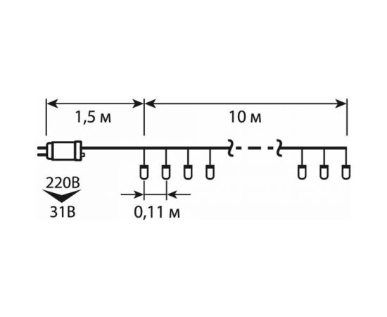 Электрогирлянда GLOS Нить, 10 м, 96 сверхъярких теплых белых светодиодов GL1015-WW-T – изображение 2