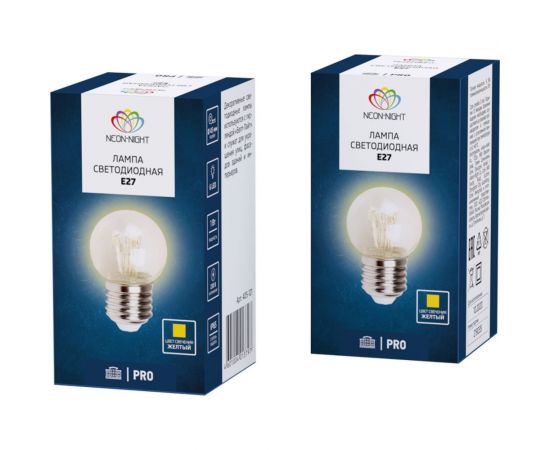 Светодиодная лампа-шар NEON-NIGHT для украшения диаметр 45 мм, цоколь e27, 6 LED, 1 Вт желтая 405-121 – изображение 11