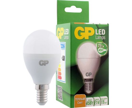 светодиодная лампа GP в колбе шар LEDG45-7WE14-27K-2CRB1 – изображение 2