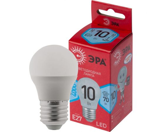 Светодиодная лампа ЭРА RED LINE LED P45 10W 840 E27 R 10Вт шар, нейтральная белая Б0050234 – изображение 2