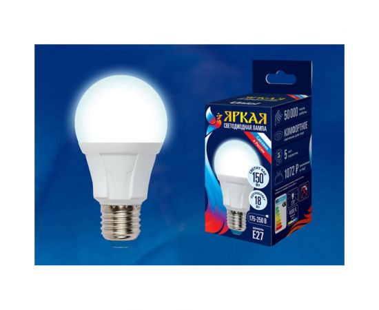 Светодиодная лампа Uniel Форма А, матовая LED-A60 18W/4000K/E27/FR PLP01WH UL-00005037 – изображение 2