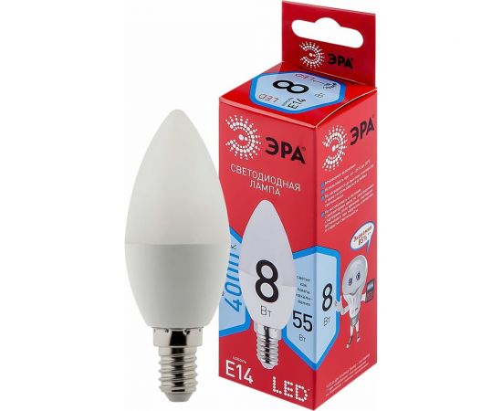 Светодиодная лампа LED B35 8W 840 E14 R диод, свеча, 8Вт, нейтральный свет, E14 Б0050200 – изображение 2
