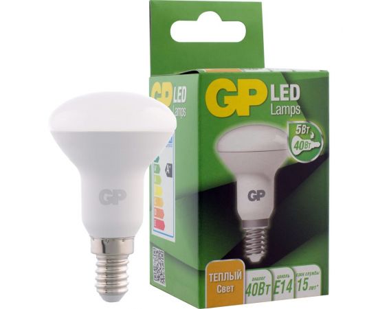 Светодиодная зеркальная лампа GP LEDR50-5WE14-27K-2CRB1 – изображение 2