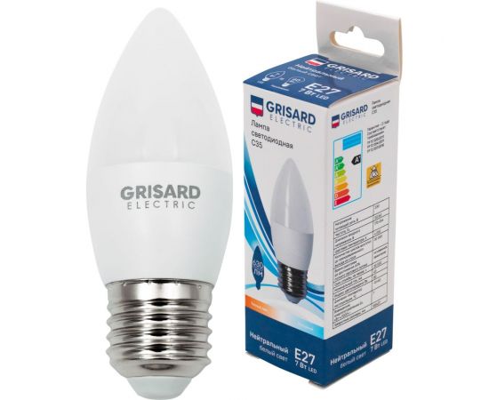 Светодиодная лампа Grisard Electric свеча C35 Е27 7Вт 4000К 220В 10 шт GRE-002-0042 – изображение 2