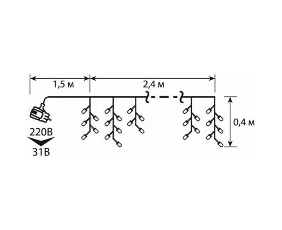 Электрогирлянда GLOS Сосульки, 2,4x0,4 м, 50 сверхъярких разноцветных светодиодов GL7021-M-T – изображение 2