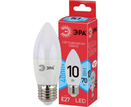 Светодиодная лампочка ЭРА RED LINE LED B35-10W-840-E27 R 10 Вт свеча нейт, белый свет Б0050696 – изображение 2