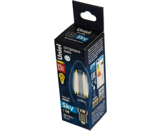 Светодиодная Лампа Uniel LED-C35-13W/4000K/E14/CL PLS02WH UL-00005900 – изображение 2