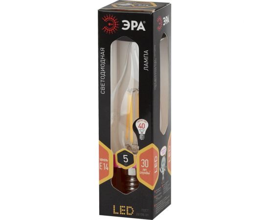 Филаментная лампа ЭРА F-LED BXS-5W-827-E14 филамент, свеча на ветру, 5Вт, E14 Б0043436 – изображение 3