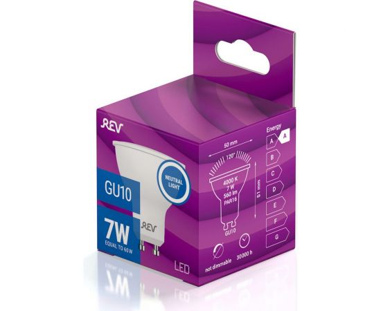 Светодиодная лампа LED PAR16 GU10 7Вт 4000K REV 32331 0 – изображение 3
