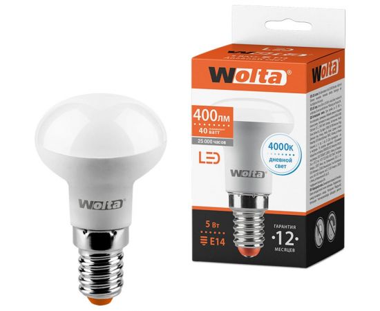 Лампа LED Wolta 4000K, 25S39R5E14 – изображение 3