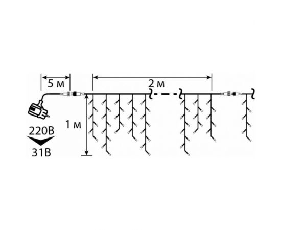 Электрогирлянда GLOS «Сосульки», 2 м х 1 м, 91 холодный белый светодиод GLR0127-W-T – изображение 3