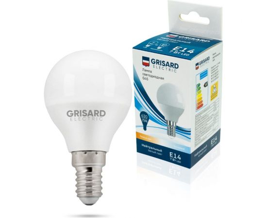 Светодиодная лампа Grisard Electric шар G45 E14 7Вт 4000К 220В GRE-002-0036(1) – изображение 3