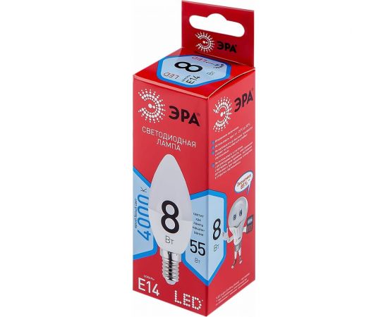 Светодиодная лампа LED B35 8W 840 E14 R диод, свеча, 8Вт, нейтральный свет, E14 Б0050200 – изображение 3