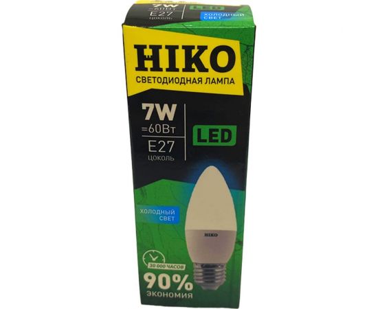 Светодиодная лампа HIKO C37, 7W, 4000K, E27, свеча, QH08 600132527 – изображение 3