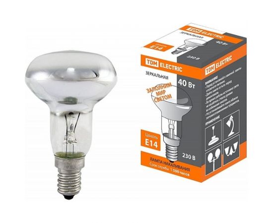 Зеркальная лампа накаливания TDM R50-40 Вт-230 В-Е14 SQ0332-0027 – изображение 3