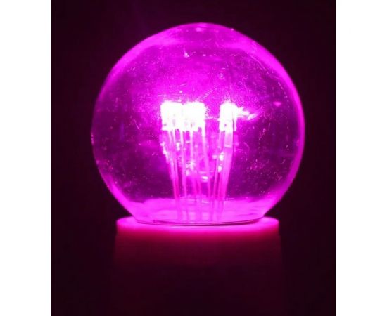 Светодиодная лампа-шар для украшения NEON-NIGHT диаметр 45 мм, цоколь e27, 6 LED, 1 Вт розовая 405-127 – изображение 4