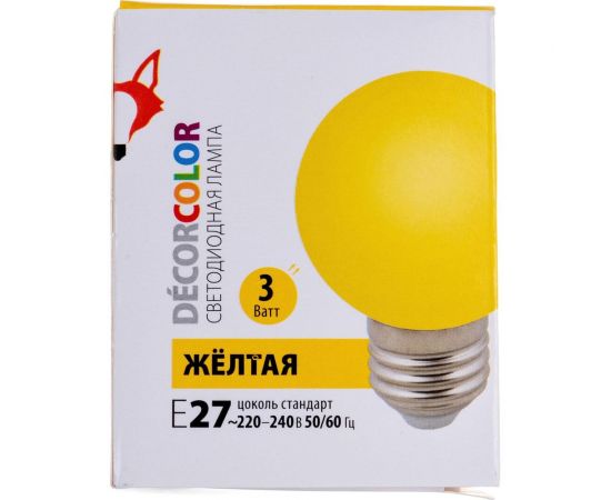 Светодиодная декоративная лампа Volpe LED-G60-3W/YELLOW/E27/FR/С UL-00006961 – изображение 4