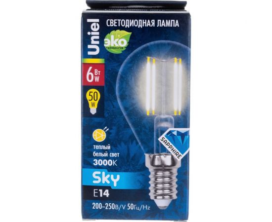 Светодиодная лампа Uniel LED-G45-6W/WW/E14/CL PLS02WH UL-00000197 – изображение 4