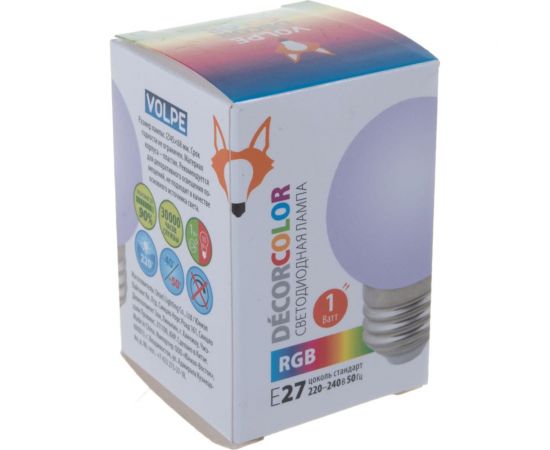 Декоративная светодиодная лампа Volpe LED-G45-1W/RGB/E27/FR/С UL-00005808 – изображение 5