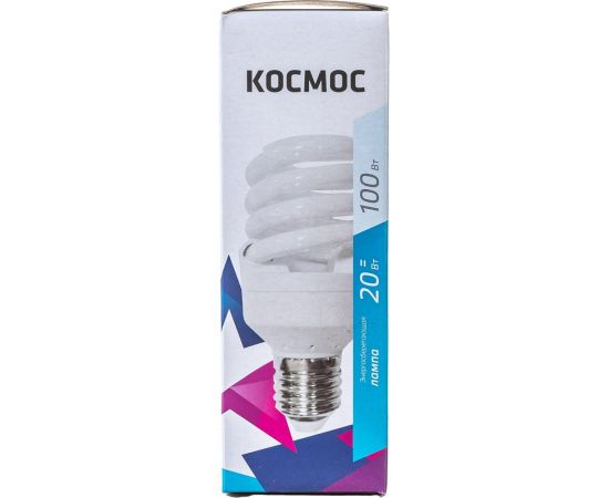Люминесцентная компактная лампа КОСМОС SPC 20Вт E27 спиральная 4000К Т3 LKsmSPC20wE2742 332606 – изображение 6