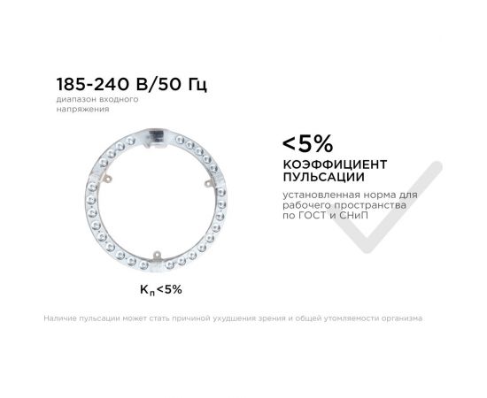 Светодиодный модуль со встроенным драйвером Apeyron 230В, 28Вт, smd2835, 2520Лм, 6500К, ø218x16мм 02-64 – изображение 8