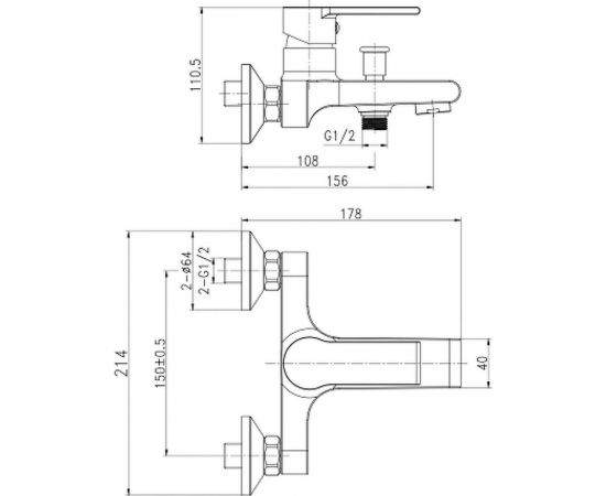 Смеситель для ванны Cersanit BRASKO BLACK черный 63108 – изображение 8