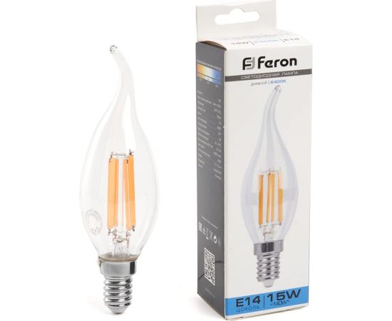Светодиодная лампа FERON LB-718 Свеча на ветру E14 15W 6400K 38264 