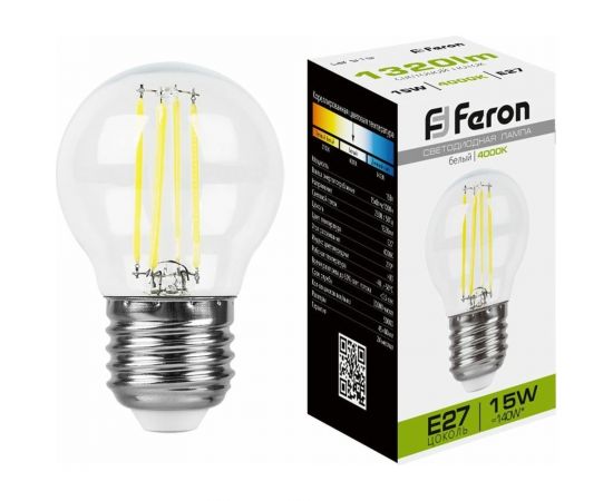Светодиодная лампа FERON LB-515 Шарик E27 15W 4000K 38253 