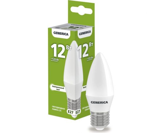 Светодиодная лампа GENERICA C35 свеча 12Вт 230В 4000К E27 LL-C35-12-230-40-E27-G 
