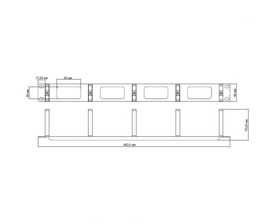 Кабельный организатор с пластиковыми кольцами 19" 1U Hyperline CM-1U-PL 15446 – изображение 2