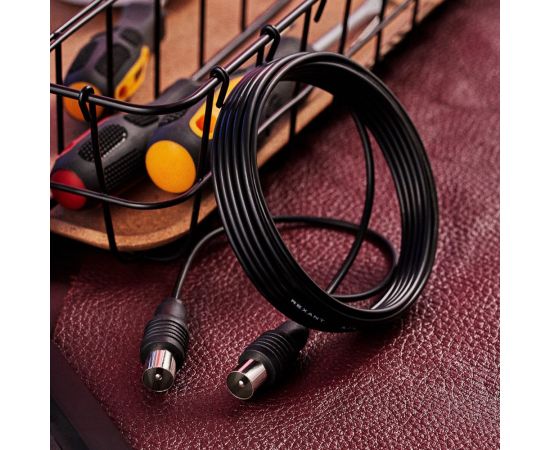 Антенный кабель удлинитель REXANT ТВ гнездо - штекер 3 метра, черный 17-5023 – изображение 2