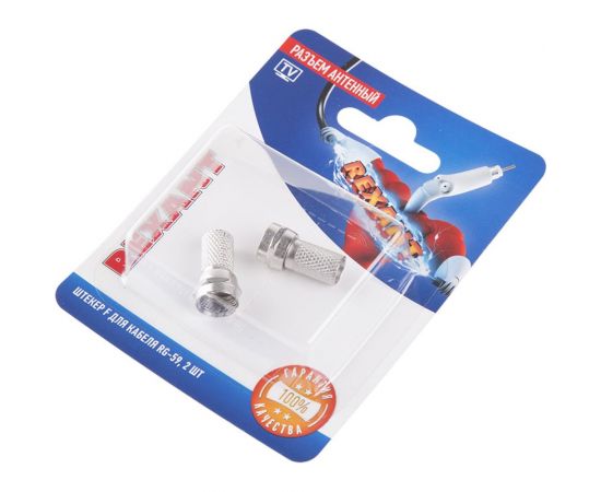 Антенный разъем на кабель REXANT штекер F для кабеля RG-59, 2шт 06-0003-A2 – изображение 2