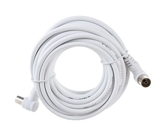 Шнур REXANT ТВ гнездо - ТВ штекер, угловой, длина 5 метров, белый 18-0025 – изображение 2