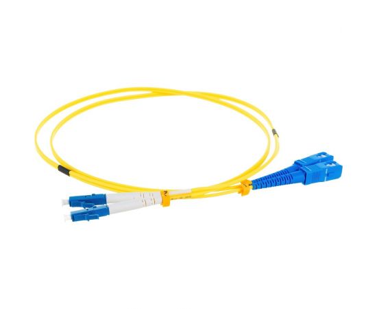 Волоконно-оптический шнур Hyperline FC-D2-9-LC/UR-SC/UR-H-1M-LSZH-YL патч-корд SM 9/125 28387 – изображение 2