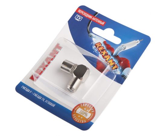 Антенный угловой переходник REXANT RG-6, SAT, гнездо F - гнездо ТВ, 06-0026-A – изображение 2