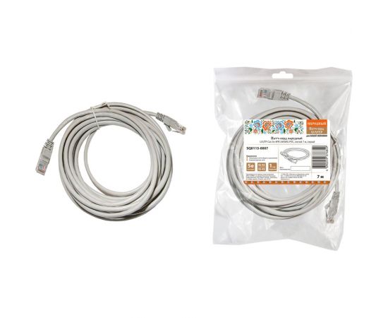 Патч-корд TDM народный U/UTP Cat 5e 4PR 24AWG PVC, литой 7 м, серый SQ0115-0007 – изображение 3