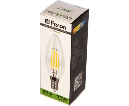 Светодиодная лампа FERON 11W 230V E14 4000K прозрачная, LB-713 38008 – изображение 3