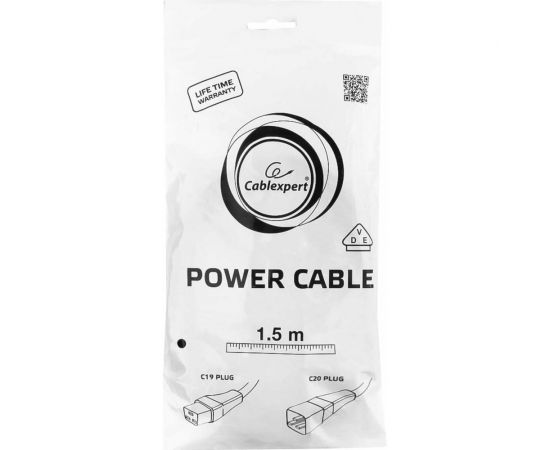 Кабель питания для UPS Cablexpert 1.5м, С19 - C20, 16А, черный, с заземлением PC-189-C19 – изображение 3